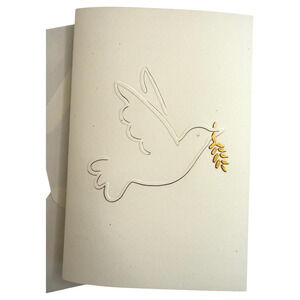 Hand Engraved Greeting Cards 6 Ct + Envelopes Peace Dove Crown Mill Belgium NIB